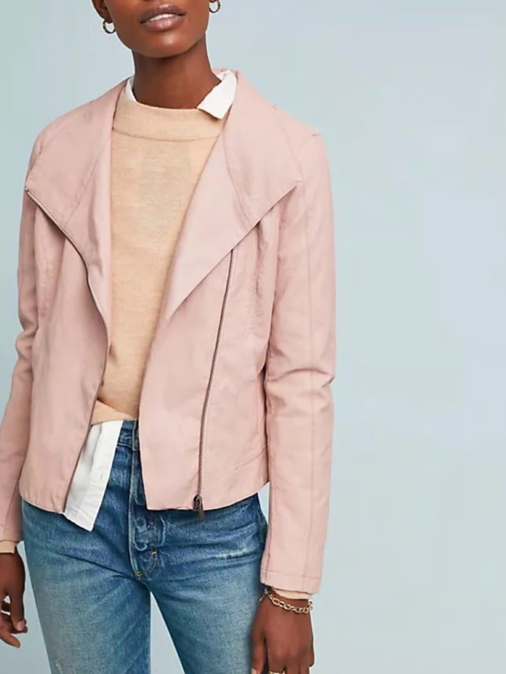 Anthropologie Pale Pink Moto Jacket